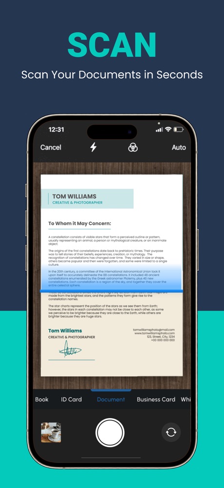 PDF Scanner App Store screenshot: scan documents in seconds